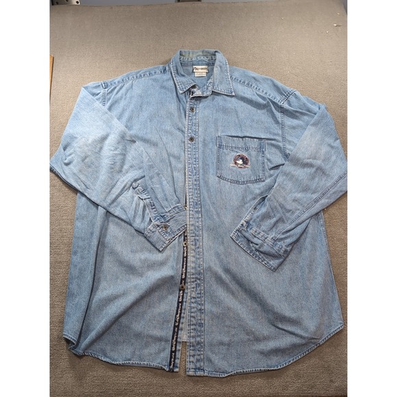 Disney Jackets & Blazers - Walt DisneyDenim Shirt Adult‎ XL Extra Large Blue Mickey Mouse Chest Pocket